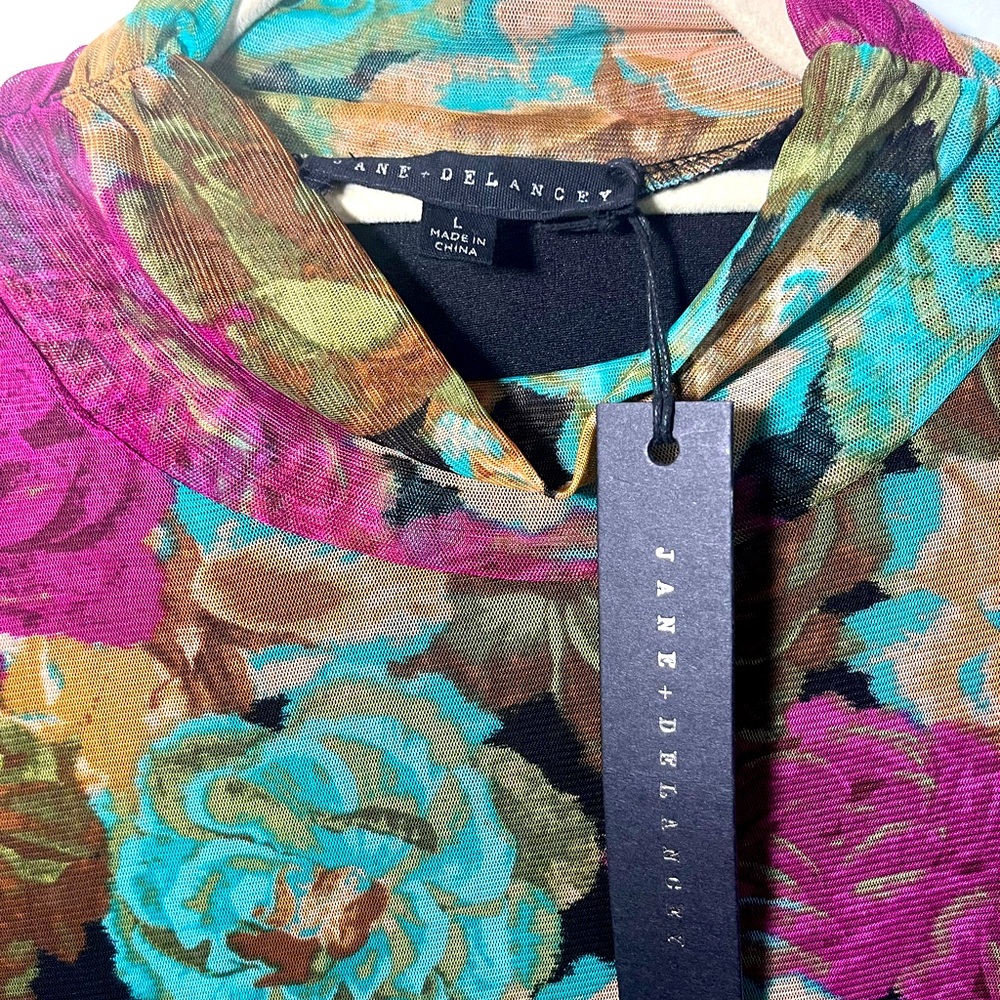 NWT Jane and Delancey floral long sleeve mock turtleneck size L